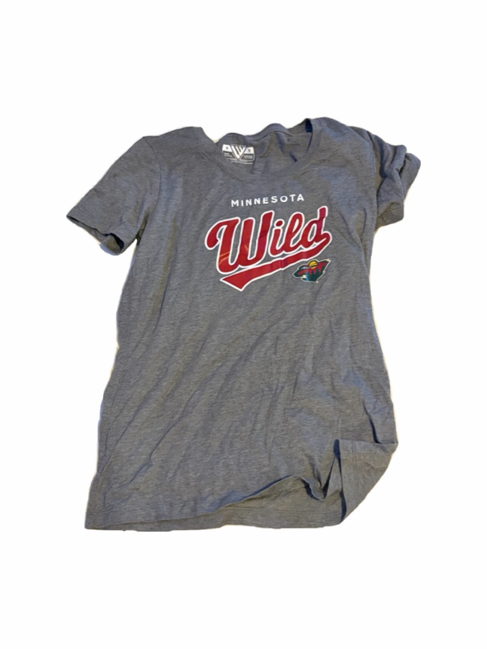 NHL Minnesota Wild Gray and Red Women's Tee
